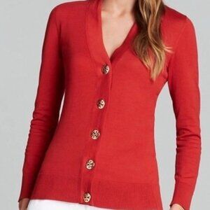 TORY BURCH women's merino red cardigan size XS LIKE NEW!!